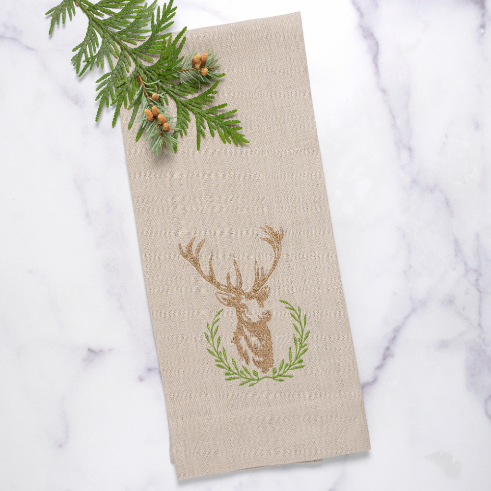 Laurel Wreath Stag Towel - New