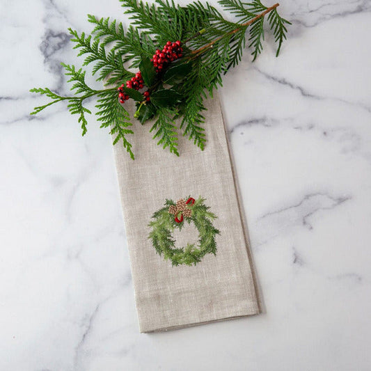 Juniper Wreath Linen Towel