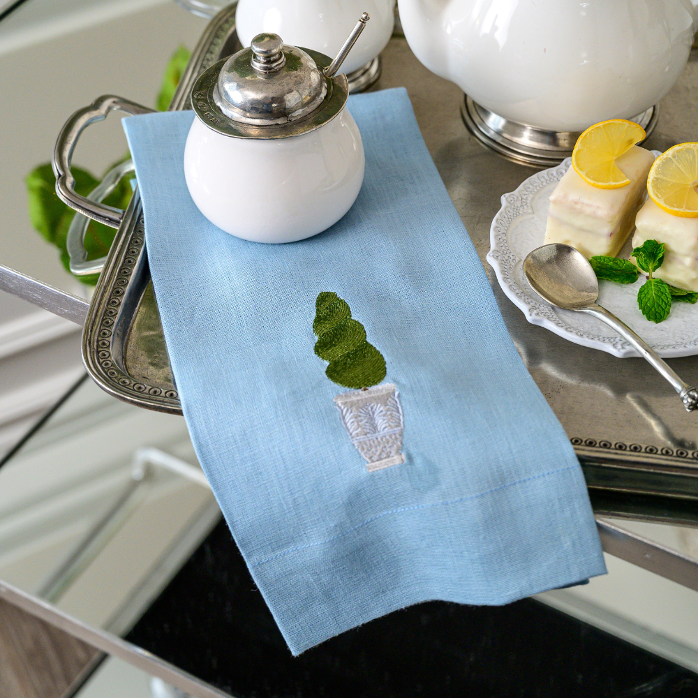 Spiral Topiary Linen Towel