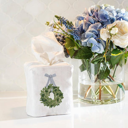 Boxwood Wreath Tissue Box Cover