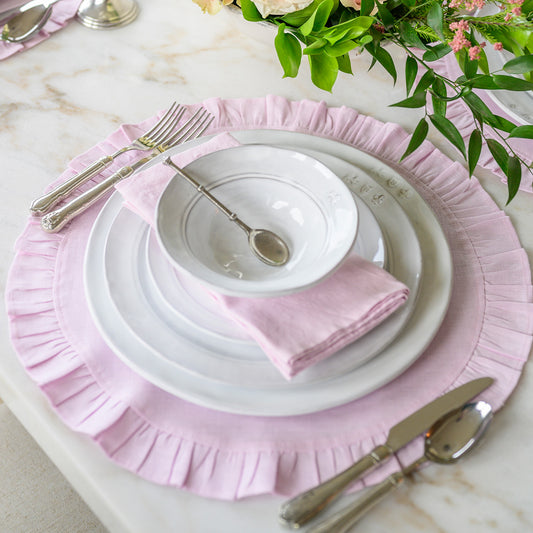 Round Ruffle Linen Placemat - Two Sizes