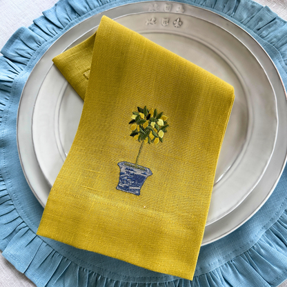 Serviette en lin topiaire citron