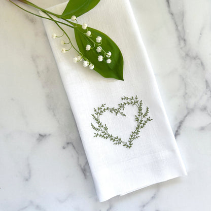 Vineyard Heart Linen Towel