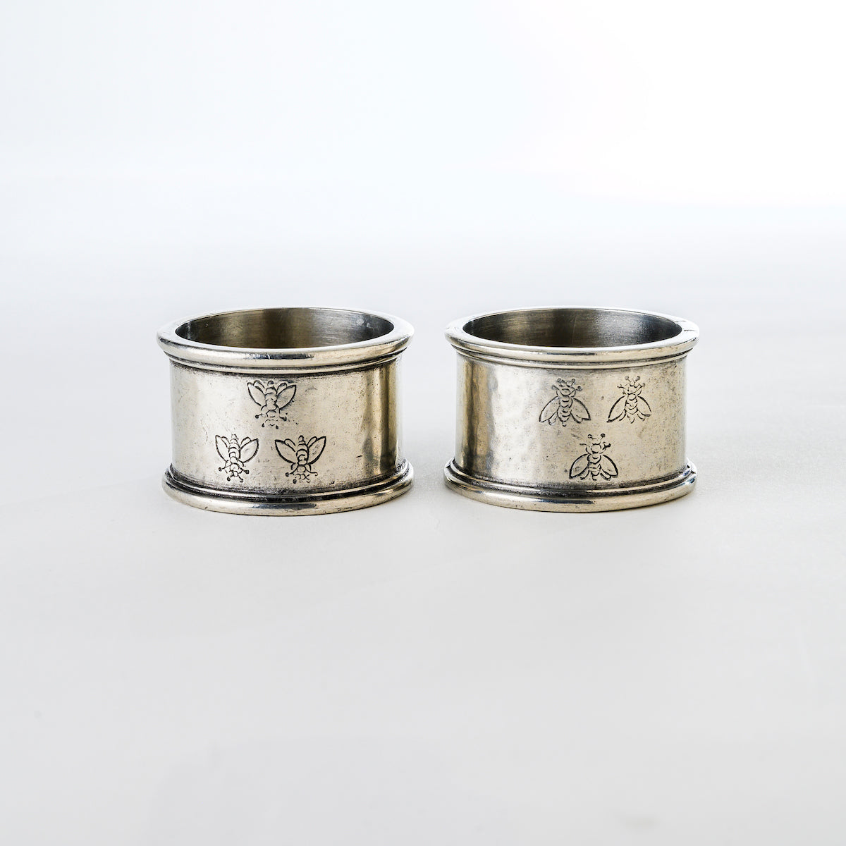 Vintage Bees Pewter Napkin Ring Set of 2