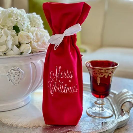 Merry Christmas Velvet Wine Bag