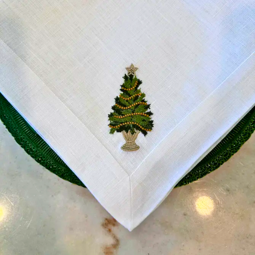 Tree with Gold Trim Large Napkin - New