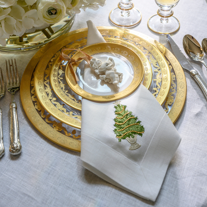 Tree with Gold Trim Large Napkin - New