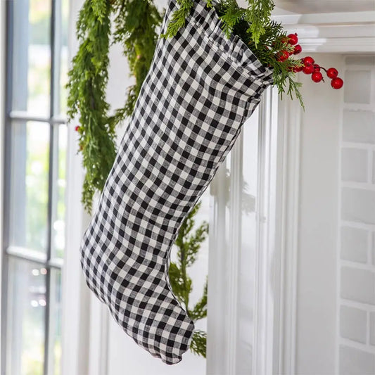 Black Check Linen Stocking