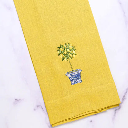 Lemon Topiary Linen Towel