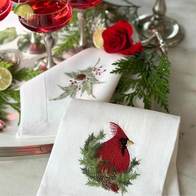 Christmas Cardinal Linen Towel - New